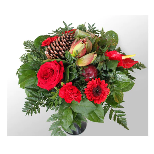 35 00 gorgeous christmas bouquet with red flowers and pine cones 540x1